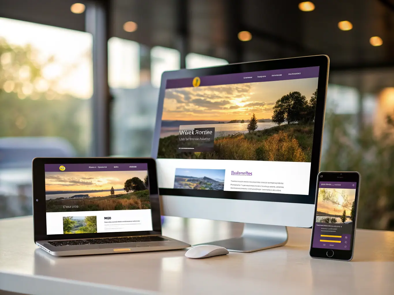 A modern, clean church website designed by Divine Digital, displayed on various devices (desktop, tablet, mobile), highlighting its responsiveness.