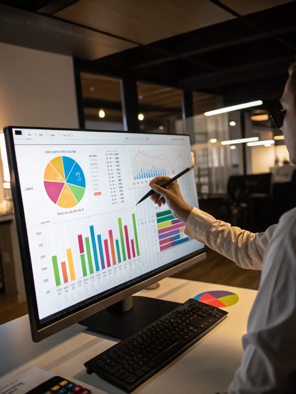 A supportive hand reaching out to assist with a computer screen displaying website analytics, symbolizing ongoing support and optimization for church websites.